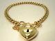 9ct (375,9k) Yellow Gold Hollow Curb Bracelet With Heart Lock