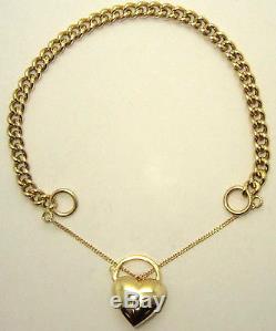 9ct (375,9K) Yellow Gold Hollow Curb Bracelet with Heart Lock