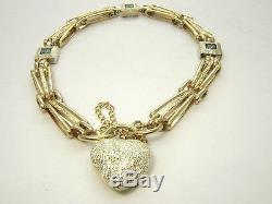 9ct (375,9K) Yellow Gold Ladies Gate Link Topaz Bracelet With Heart Lock