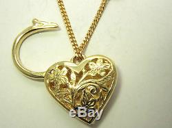 9ct (375, 9K) Yellow Gold Large Ladies Curb Bracelet with Floral Heart Lock