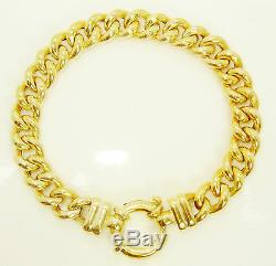 9ct (375, 9K) Yellow Gold Lined Pattern Curb Bracelet with Bolt Lock