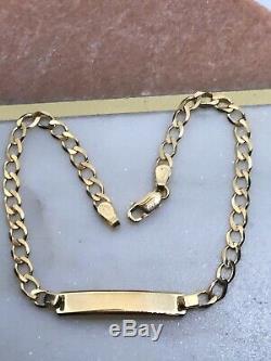 9ct 375 Genuine Solid Yellow Gold Lady Maiden Curb ID Bracelet FREE ENGRAVING