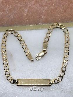 9ct 375 Genuine Solid Yellow Gold Lady&Maiden Curb ID Bracelet Free Engraving