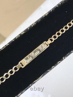 9ct 375 Genuine Solid Yellow Gold Lady&Maiden Curb ID Bracelet Free Engraving