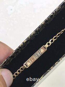 9ct 375 Genuine Solid Yellow Gold Lady&Maiden Curb ID Bracelet Free Engraving