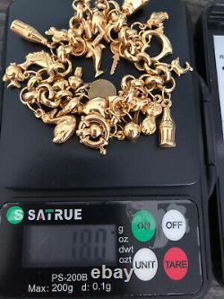 9ct 375 Gold Belcher Charm Bracelet