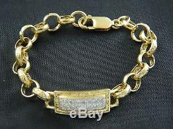 9ct 375 Gold Childs, Kids New Stone Set Belcher Bracelet 13.3g 6.5 / 16.5cm