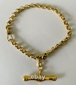 9ct 375 Gold T Bar Belcher Chain Bracelet 3.5 Grams