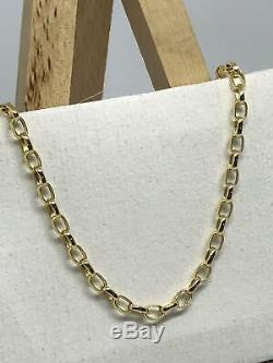 9ct 375 Hallmarked Yellow Gold 3mm Oval BELCHER CHAIN NECKLACE ALL SIZE