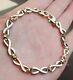 9ct 375 Solid Tri-coloured Gold Bracelet. Rose White & Yellow Gold. 10 Grams. Boxed