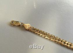 9ct'375' Solid gold bracelet'VI''Italy' Cuban flat link 188mm length 7.80g