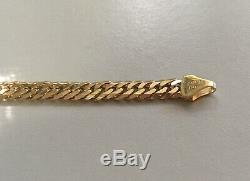 9ct'375' Solid gold bracelet'VI''Italy' Cuban flat link 188mm length 7.80g