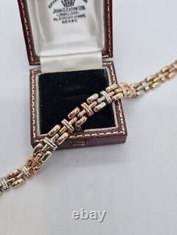 9ct/375 Tri Colour Fancy Link Bracelet 7.5 Inch 14.3 Grams
