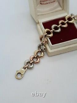 9ct/375 Tri Colour Gold Bracelet 7 & 3/4 Inch