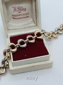 9ct/375 Tri Colour Gold Bracelet 7 & 3/4 Inch