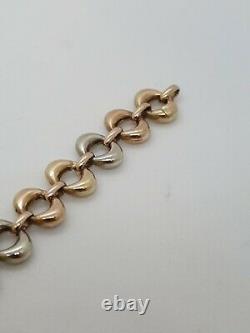 9ct/375 Tri Colour Gold Bracelet 7 & 3/4 Inch