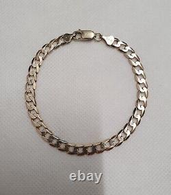9ct 375 Yellow Gold Flat Curb Chain Bracelet