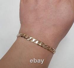 9ct 375 Yellow Gold Flat Curb Chain Bracelet