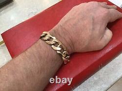 9ct 375 Yellow Gold Gents Chunky Curb Bracelet. Heavy 120g. Fully Hallmarked