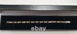 9ct 375 Yellow Gold Oval Black Sapphire Diamond Tennis Bracelet
