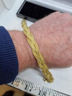 9ct/375 Yellow Gold Plait/mesh Bracelet 8 & 1/4 Inch