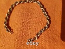 9ct 375 Yellow Gold Rope Chain Bracelet 18cm