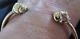 9ct 375 Gold Dog Heads / Diamond Collar Bangle Torque Bracelet