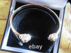 9ct 375 gold DOG Heads / Diamond collar bangle torque bracelet