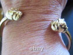 9ct 375 gold DOG Heads / Diamond collar bangle torque bracelet