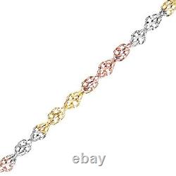 9ct 3 Colour Gold Bracelet 7.5 Inch Length Infinity Design by Citerna