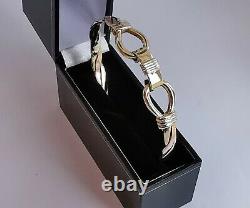 9ct 3 colour ROSE WHITE & YELLOW GOLD TWIST BANGLE torque style with clip 8