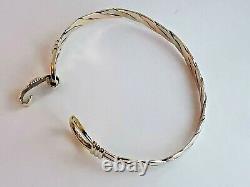 9ct 3 colour ROSE WHITE & YELLOW GOLD TWIST BANGLE torque style with clip 8