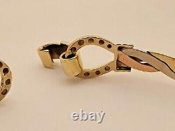 9ct 3 colour ROSE WHITE & YELLOW GOLD TWIST BANGLE torque style with clip 8