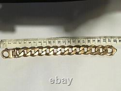 9ct/9Carat Men's/Man's Solid Gold Heavy Curbed Bracelet, 117.5 Gram's