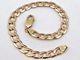 9ct 9carat Yellow Gold Solid Flat Curb Linked Bracelet 8.00 Inches Uk Full Mark