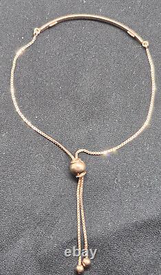 9ct 9 carat yellow gold faceted bar slider toggle tassel bracelet adjustable