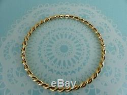 9ct 9carat Solid Yellow Gold Twist Slave Bangle no clasp 4mm width, 17 grams