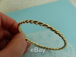 9ct 9carat Solid Yellow Gold Twist Slave Bangle no clasp 4mm width, 17 grams