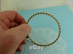 9ct 9carat Solid Yellow Gold Twist Slave Bangle no clasp 4mm width, 17 grams
