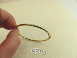 9ct 9carat Yellow Gold Plain Bangle with Clasp 6.8'' 3mm width