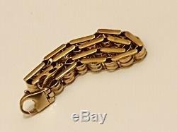 9ct 9k 375 Unusual Multi Gold Fancy Solid Bracelet near 7.5 long nice heavy