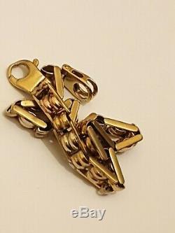 9ct 9k 375 Unusual Multi Gold Fancy Solid Bracelet near 7.5 long nice heavy