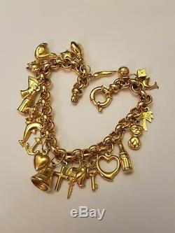 9ct 9k 375 yellow gold 23 charm bracelet nice mint