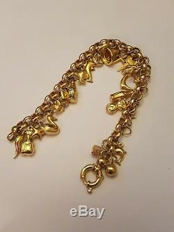9ct 9k 375 yellow gold 23 charm bracelet nice mint