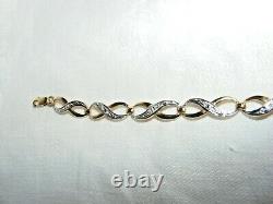 9ct 9k Gold & Diamond Infinity Bracelet White Yellow Gold Figure 8 Bracelet