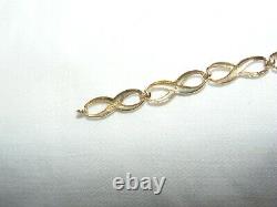 9ct 9k Gold & Diamond Infinity Bracelet White Yellow Gold Figure 8 Bracelet