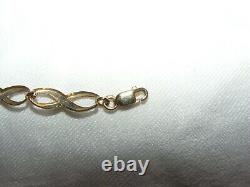 9ct 9k Gold & Diamond Infinity Bracelet White Yellow Gold Figure 8 Bracelet