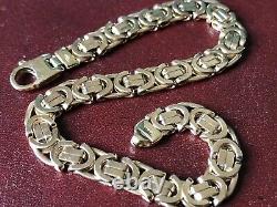 9ct 9k Solid Yellow Gold Byzantine King Double Link Bracelet 8.5 22 cm 375 20g