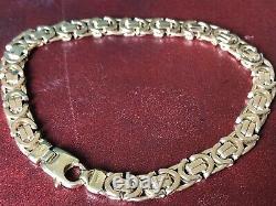 9ct 9k Solid Yellow Gold Byzantine King Double Link Bracelet 8.5 22 cm 375 20g