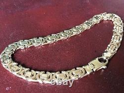 9ct 9k Solid Yellow Gold Byzantine King Double Link Bracelet 8.5 22 cm 375 20g